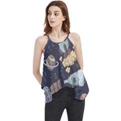 Hand-drawn-pattern-space-elements-collection Flowy Camisole Tank Top