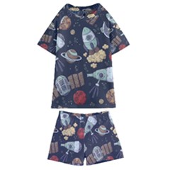 Hand-drawn-pattern-space-elements-collection Kids  Swim Tee And Shorts Set by Jancukart