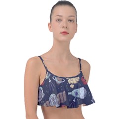 Hand-drawn-pattern-space-elements-collection Frill Bikini Top