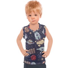 Hand-drawn-pattern-space-elements-collection Kids  Sport Tank Top