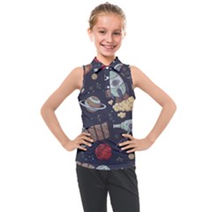 Hand-drawn-pattern-space-elements-collection Kids  Sleeveless Polo Tee