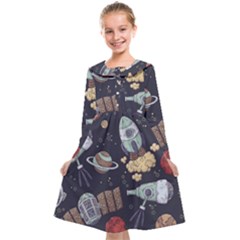 Hand-drawn-pattern-space-elements-collection Kids  Midi Sailor Dress by Jancukart