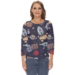 Hand-drawn-pattern-space-elements-collection Cut Out Wide Sleeve Top