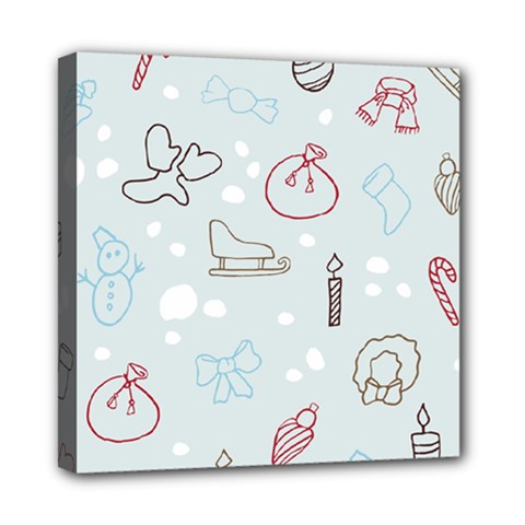 Winter Pattern Background Element Mini Canvas 8  X 8  (stretched) by Ravend