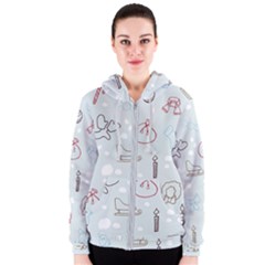 Winter Pattern Background Element Women s Zipper Hoodie by Ravend