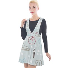 Winter Pattern Background Element Plunge Pinafore Velour Dress by Ravend