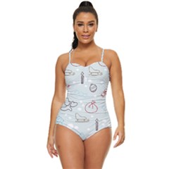 Winter Pattern Background Element Retro Full Coverage Swimsuit