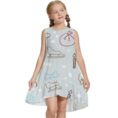 Winter Pattern Background Element Kids  Frill Swing Dress by Ravend