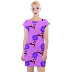 Illustration Flower Floral Design Pattern Cap Sleeve Bodycon Dress by Ravend