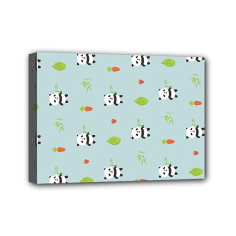 Background Pattern Panda Bamboo Mini Canvas 7  X 5  (stretched) by Ravend