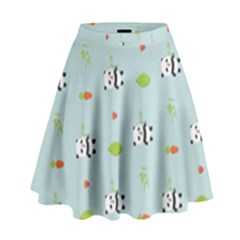 Background Pattern Panda Bamboo High Waist Skirt by Ravend