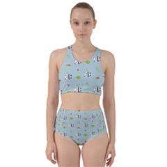 Background Pattern Panda Bamboo Racer Back Bikini Set by Ravend