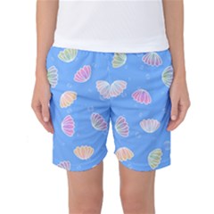 Seashell Clam Pattern Art Design Women s Basketball Shorts by Ravend