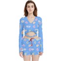 Seashell Clam Pattern Art Design Velvet Wrap Crop Top and Shorts Set View1