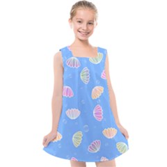 Seashell Clam Pattern Art Design Kids  Cross Back Dress by Ravend