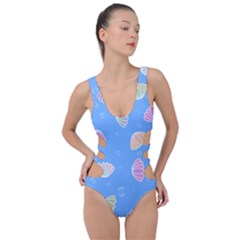 Seashell Clam Pattern Art Design Side Cut Out Swimsuit by Ravend