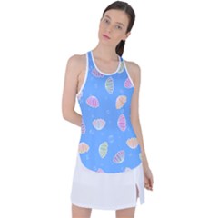 Seashell Clam Pattern Art Design Racer Back Mesh Tank Top by Ravend