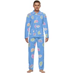 Seashell Clam Pattern Art Design Men s Long Sleeve Velvet Pocket Pajamas Set by Ravend