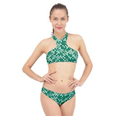 Patterns Fabric Design Surface High Neck Bikini Set by Ravend