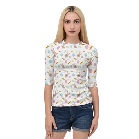 Easter Bunny Pattern Hare Quarter Sleeve Raglan Tee by Ravend