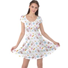 Easter Bunny Pattern Hare Cap Sleeve Dress by Ravend