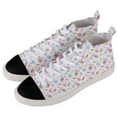 Easter Bunny Pattern Hare Men s Mid-top Canvas Sneakers by Ravend