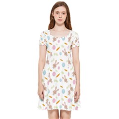 Easter Bunny Pattern Hare Inside Out Cap Sleeve Dress by Ravend