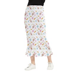 Easter Bunny Pattern Hare Maxi Fishtail Chiffon Skirt by Ravend