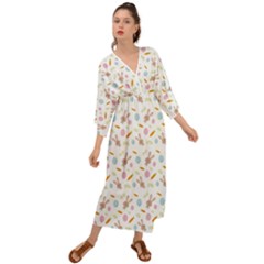 Easter Bunny Pattern Hare Grecian Style  Maxi Dress by Ravend