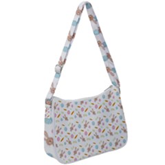 Easter Bunny Pattern Hare Zip Up Shoulder Bag by Ravend