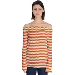 Pattern Zig Zag Stripe Geometric Off Shoulder Long Sleeve Top by Ravend