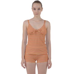 Pattern Zig Zag Stripe Geometric Tie Front Two Piece Tankini by Ravend