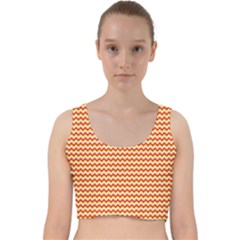 Pattern Zig Zag Stripe Geometric Velvet Racer Back Crop Top by Ravend