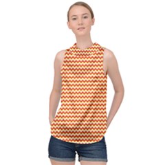 Pattern Zig Zag Stripe Geometric High Neck Satin Top by Ravend