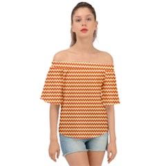 Pattern Zig Zag Stripe Geometric Off Shoulder Short Sleeve Top by Ravend