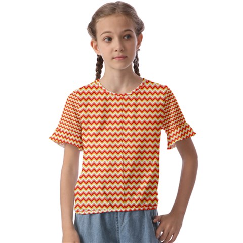 Pattern Zig Zag Stripe Geometric Kids  Cuff Sleeve Scrunch Bottom Tee by Ravend