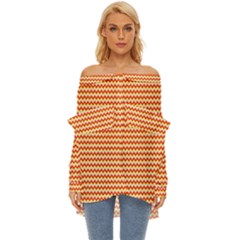 Pattern Zig Zag Stripe Geometric Off Shoulder Chiffon Pocket Shirt by Ravend