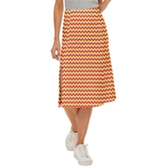 Pattern Zig Zag Stripe Geometric Midi Panel Skirt by Ravend