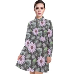 Flower Petal Spring Watercolor Long Sleeve Chiffon Shirt Dress by Ravend