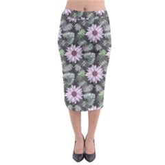 Flower Petal Spring Watercolor Midi Pencil Skirt