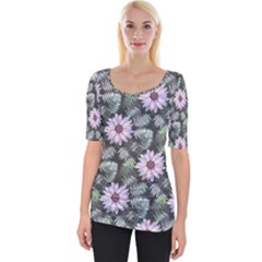 Flower Petal Spring Watercolor Wide Neckline Tee