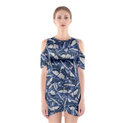 Butterflies Motif Collage Pattern Shoulder Cutout One Piece Dress