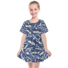 Butterflies Motif Collage Pattern Kids  Smock Dress by dflcprintsclothing