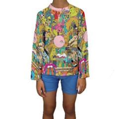 Cartoon Wallpapers Kids  Long Sleeve Swimwear