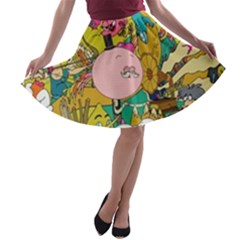 Cartoon Wallpapers A-line Skater Skirt