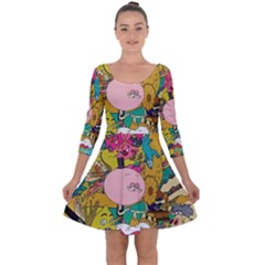 Cartoon Wallpapers Quarter Sleeve Skater Dress