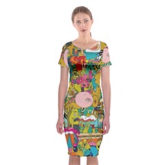 Cartoon Wallpapers Classic Short Sleeve Midi Dress