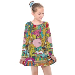 Cartoon Wallpapers Kids  Long Sleeve Dress