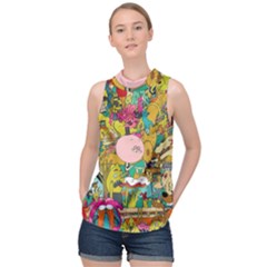 Cartoon Wallpapers High Neck Satin Top