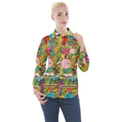 Cartoon Wallpapers Women s Long Sleeve Pocket Shirt